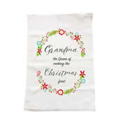 Personalised Christmas Tea Towel - Queen of Christmas Feas
